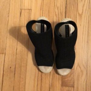 Steven black knit rope wedge sandal